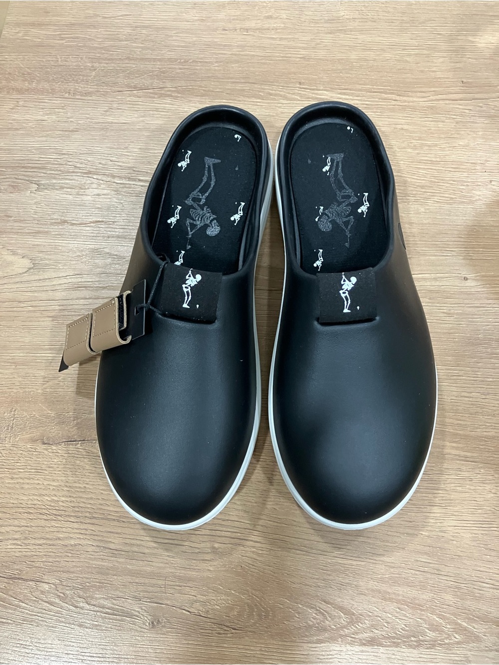 Black Slip-On Clog Mule with Buckle Accent